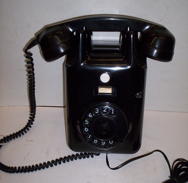 Black 1950's wall bakelite telephone